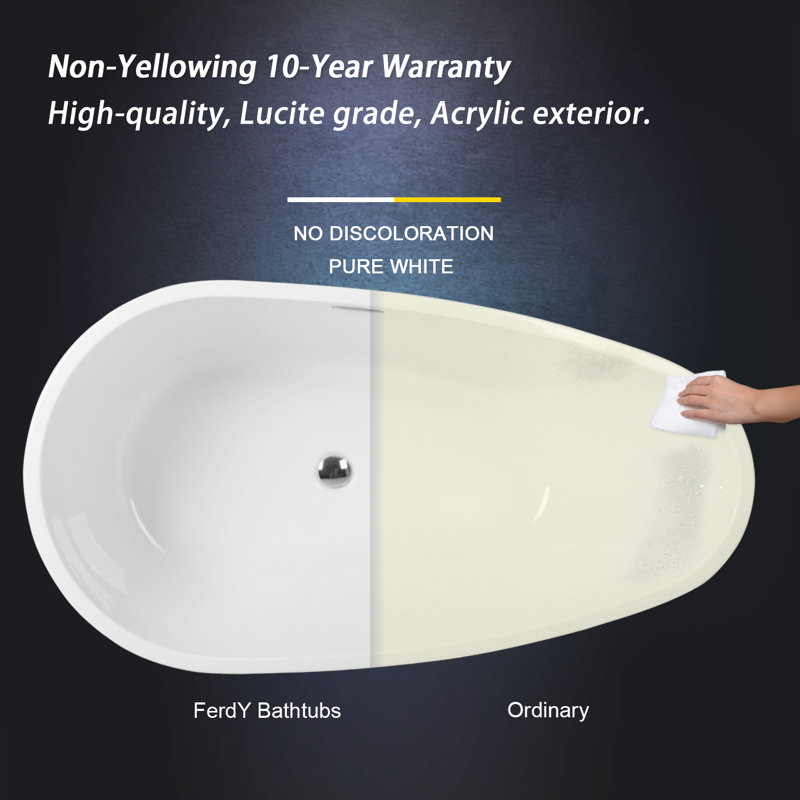 FerdY Luna 55.10'' x 30.50'' Freestanding Soaking Acrylic Bathtub Wayfair